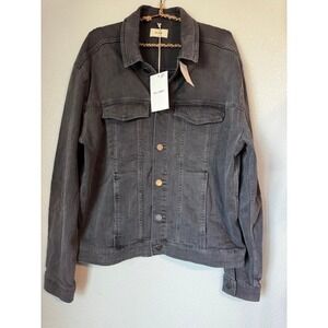 DL1961 Mens Vaughn Stretch Denim Trucker Jacket Weathered Dark Grey XL NEW